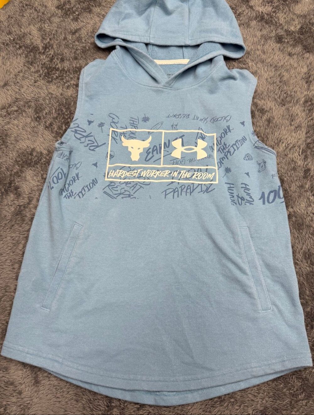 Under Armour Project Rock Youth Medium Sleeveless Hoodie!